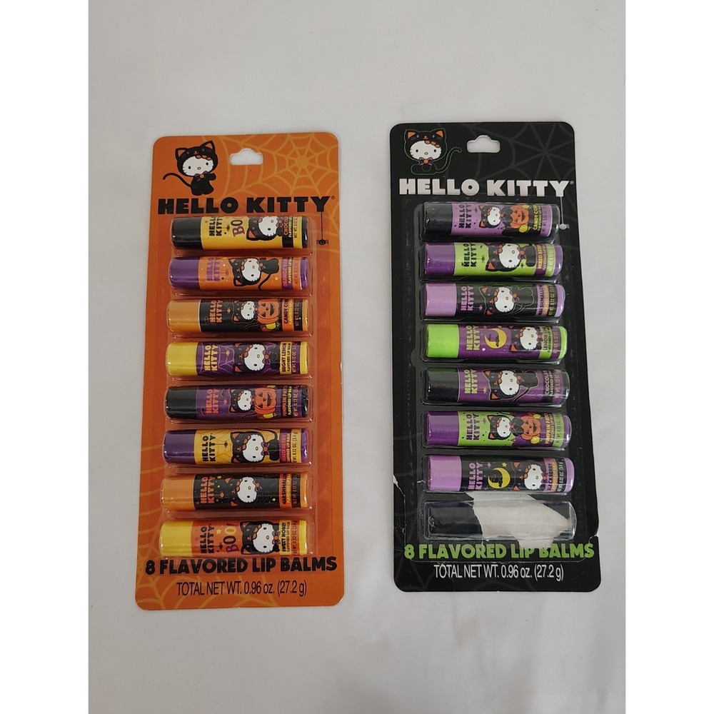Lot of 2 Packs of Halloween Hello Kitty Lip Balms - 15 Flavored Lip Balms - NEW